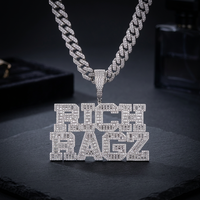 Pendentif Lettre Personnalisé Sertie de Pierres, Collier Baguette, Breloque Micro-Incrustée de Moissanite, Bijoux Hip Hop