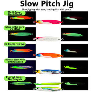 Señuelo de pesca lenta de 80g con efecto UV que brilla en la oscuridad, ojos biónicos para pesca en el mar de macarela, pargo y pez verde - Product Image 4