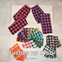 Pyjamas unisexes en coton 100% à manches longues, couleurs familiales, à carreaux, confortables, pour Noël, avec logo brodé, respirants, tricotés