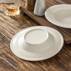 Elegant Relief Ceramic Dinner Plate Pure White Table Dish for Home Cafe Hotel Western Food Soup Dessert Meal Serving Use - Product Image 5