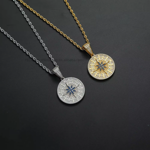 pendant, hip hop men's and women's necklace <b>copper</b> inlaid zircon, pendant. - Product Image 1