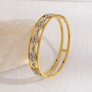 Wholesale New Design 18K Gold Plated Bracelet Bangle Stainless Steel No Fading Bracelet Women Devil Eye Zircon Diamond Bracelet