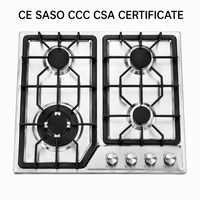 Cuisinière à gaz encastrable 4 brûleurs en verre avec allumage électronique – Appareil de cuisine élégant pour usage extérieur et domestique