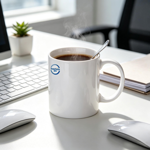 Taza <span class=keywords><strong>de</strong></span> Té <span class=keywords><strong>de</strong></span> Porcelana Blanca <span class=keywords><strong>de</strong></span> 350 ml con Asa Grande, Logotipo Personalizado Multicolor, Reutilizable, Apta para Lavavajillas, Diseño Clásico Ecológico - Product Image 3