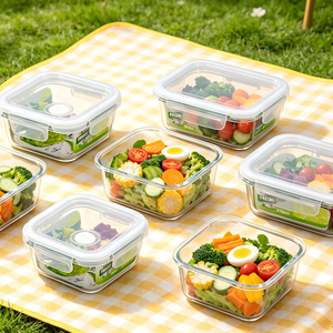 Boîtes de conservation alimentaire en verre hermétiques GREENSIDE avec couvercles, contenants anti-fuite pour la préparation des repas, boîtes à lunch compatibles micro-ondes pour la cuisine - Product Image 3