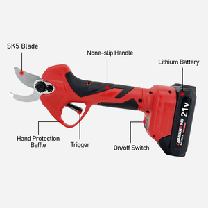 Ciseaux de jardin sans fil 21V alimentés par batterie au lithium Réglage intelligent de la lame et verrouillage automatique Lame en acier inoxydable Poignée en plastique - Product Image 4