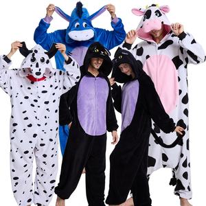 도매 열 라운지웨어 귀여운 동물 <span class=keywords><strong>Onesie</strong></span> 남자/여자 잠옷 여우 곰 암소 재미있는 디자인 후드 잠옷 겨울 양털 앞 - Product Image 5