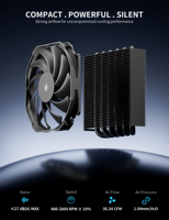 Refroidisseur CPU basse consommation upHere, hauteur 52 mm, 4 caloducs, ventilateur PWM 92 mm, dissipateur thermique noir pour ITX AM5 LGA1700