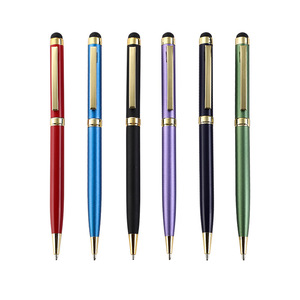 Stylo publicitaire en métal avec stylet, stylo à bille pour hôtel avec stylet, toucher doux, logo personnalisé - Product Image 2