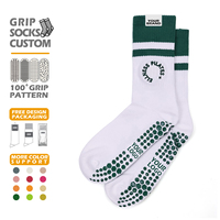 Chaussettes de yoga pour femmes avec logo personnalisé, chaussettes de sport en coton doux antidérapantes, chaussettes à grip personnalisé pour le Pilates, la barre et la danse