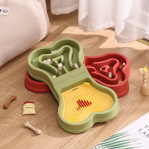 Bol d'alimentation lent pour chats avec tapis à lécher, double plat, design anti-renversement, couleur verte - Product Image 2