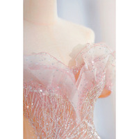 Robe de soirée rose fantaisie pour femme, haut de gamme, luxe léger, tenue de fiançailles, toast, longue, slim, look de mariée, empire, mignonne