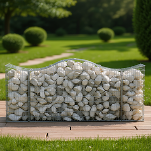 Cesto Gabion Arrotondato in Ferro Zincato 78.7x11.8x39.4 Ornamento da Giardino Decorazione Esterna Paesaggistica - Product Image 2