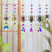 Longwin 1 ud. Atrapasueños de cristal y metal para Halloween, adorno colgante para ventana, figuras de arañas para interiores