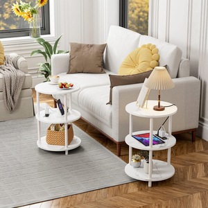 Three Tier Wood Side <b>Table</b> Coffee <b>Brown</b> Storage Rack For Living Room Home Use - Product Image 4