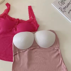 Lencería de mujer Sujetador push up Sexy <span class=keywords><strong>O</strong></span> cuello tubo superior pecho borde de encaje Color sólido ropa interior femenina sujetador suave con almohadilla en el pecho - Product Image 4