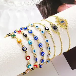 18K Vergulde Armband Voor Vrouwen Duivelse Oog Vrouwen Armband Verstelbare Eenvoudige Duivel 'S Eye Kralen Armband
