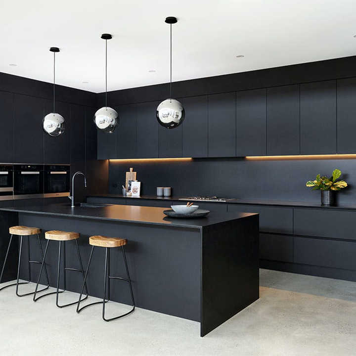 Black High Glossy Lacquer Kitchen Cabinet Set - Modern Designs