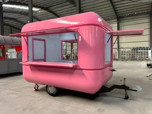 <span class=keywords><strong>Remorque</strong></span> alimentaire mobile commerciale rose clair entièrement équipée avec cuisine complète et friteuses - Product Image 1