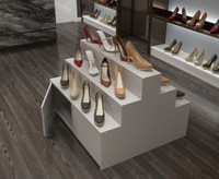 Escalera tipo isla para tienda de venta al por menor, vitrina de exhibición de madera para tienda de flores, soporte de almacenamiento para zapatos y juguetes