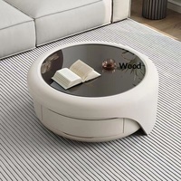 Table basse en verre trempé crème |   Design élégant |   Qualité E1 Écologique |   Stockage extensible |   Plateau en verre trempé haut de gamme |