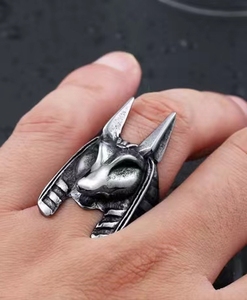 Anillo de Hombre de Acero Inoxidable Vintage Delicado y Personalizado de Lujo Ligero YK, Anillo de Lobo como Anubis, Venta al por Mayor - Product Image 6