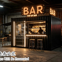 Barra de Bar Móvil en Contenedor sobre Remolque, Barra Prefabricada Portátil para Eventos, Festivales y Fiestas al Aire Libre con Luces LED, Diseño Personalizado