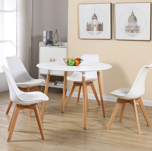 <span class=keywords><strong>Chaise</strong></span> de <span class=keywords><strong>salle</strong></span> à <span class=keywords><strong>manger</strong></span> moderne en plastique PP blanc, modèle Tulip, avec pieds en bois de hêtre, fabrication économique, grande réduction - Product Image 4