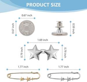 ROPAKED Lot de 16 boutons étoiles métalliques réutilisables et réglables sans <span class=keywords><strong>couture</strong></span> pour jeans, ceinture amincissante et vêtements - Product Image 5