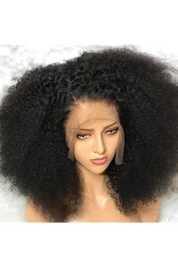 Perruques HD Frontal cheveux indiens bruts <span class=keywords><strong>13x1</strong></span> dentelle avant courte perruque Afro Curl dentelle transparente double dessiné perruques de cheveux humains - Product Image 3