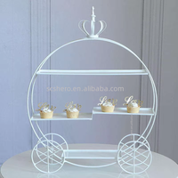 Support de présentation de desserts blanc européen, support à gâteau de mariage, support à gâteau à double étage pour le thé de l'après-midi, fête de mariage