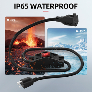 UL 인증 125V 15A 헤비 듀티 야외용 3구 전원 연장 코드 방수 8피트 14 AWG 온오프 LED 인라인 전원 스위치 - Product Image 4