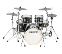 Kit de batterie électronique professionnel UNLOCK OEM CGL-ONE-B compatible Roland, avec peaux de batterie en mesh silencieuses double couche de luxe (cymbales 10-22 pouces)