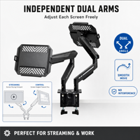 Support de bureau double bras de moniteur à ressort mécanique robuste, rotation à 360°, réglable pour écrans de 17 à 32 pouces, jusqu'à 9 kg