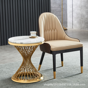 Table basse postmoderne en acier inoxydable et marbre, style luxe léger et simple, pour salon - Product Image 2