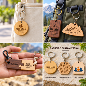Porte-clés en bois personnalisés, logo gravé au laser, cadeaux promotionnels pour événements d'entreprise, fabrication OEM ODM - Product Image 3