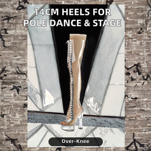 Zapatos de Tacón de Aguja de 14 cm, Sensuales, Estilo Fetish, Punta Abierta, para Pole Dance, Discotecas, Bailarinas Exóticas, Plataforma Transparente, por Encima de la Rodilla - Product Image 4