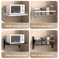 Étagère murale multifonctionnelle en métal sans poinçon pour la cuisine, le four à micro-ondes, les assaisonnements et les bouteilles.