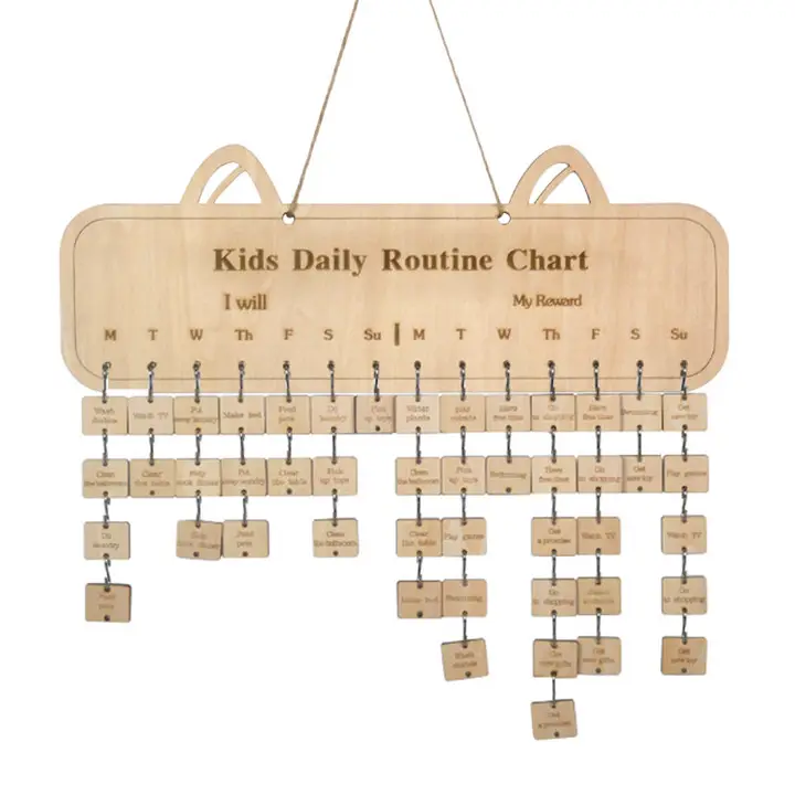 Wooden Daily Rotine Chore Chart para várias crianças e adultos para casa ou escola PERSONALIZADA