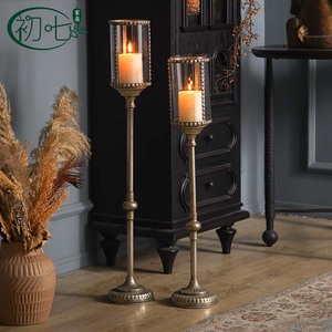 Vintage Style Floor Candle Holder Cylindrical Heat Resistant Wedding Decoration Outdoor Windproof Candlestick - Product Image 1