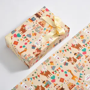 Cartoon Style Wrapping Paper Roll Gift Wrap Craft Paper Kids Coated Paper