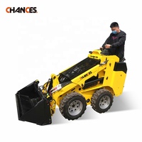 Mini-chargeuse compacte sur pneus diesel chinoise avec moteur Perkins, commande par joysticks, système hydraulique complet à 3 pompes, entraînement direct du moteur