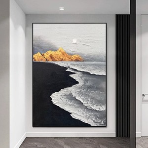 Hand Painted Oil <b>Painting</b> Abstract Art Black <b>Frame</b> Rectangle Metal <b>Frame</b> Wall Art <b>For</b> Living Room Sofa Background Decor - Product Image 1