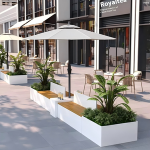 Grand banc de jardin en <span class=keywords><strong>métal</strong></span> d'<span class=keywords><strong>extérieur</strong></span> avec jardinière, vente en gros d'usine, logo personnalisé, pour parc, direct usine, en <span class=keywords><strong>métal</strong></span>, avec siège-banc - Product Image 5