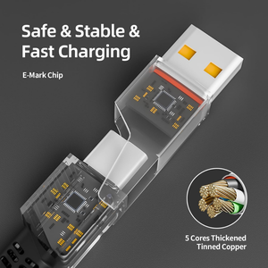 Câble de charge multi-usage plat tressé ultra-résistant 65W PD <span class=keywords><strong>4</strong></span> en <span class=keywords><strong>1</strong></span> pour une alimentation rapide, ordinateur portable, téléphone, cordon de données universel - Product Image 2