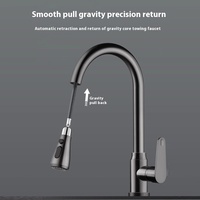 Robinet de cuisine moderne monocommande en céramique avec fonction anti-éclaboussures, finition brossée, douchette extractible, eau chaude/froide, bec rotatif en laiton