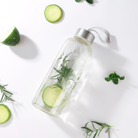 Bouteille d'eau en verre borosilicate personnalisable avec logo par sublimation, couvercle en acier inoxydable, design moderne, sans BPA, compatible micro-ondes
