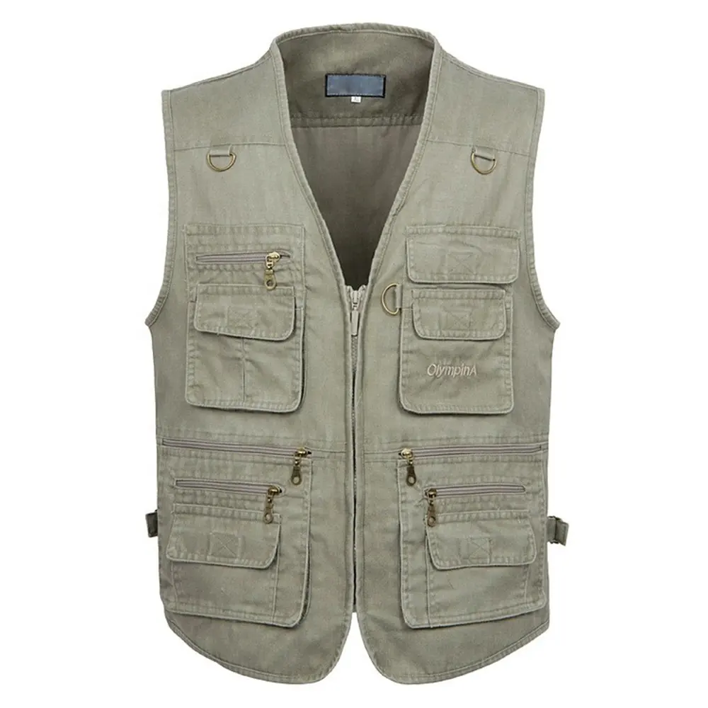 Nuovo gilet senza maniche in cotone di grandi dimensioni Casual estivo maschile con molti gilet multi-tasca da uomo a 16 tasche