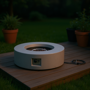 Brasero Redondo de Acero MgO para Exteriores Db, 50000 Btu, Color Gris Claro, para Jardín, Calentador de Gas Propano, Portátil y Independiente - Product Image 2