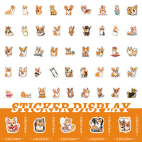 Stiker dinding grafiti mobil PVC dekorasi mobil tahan air kustom stiker vinil anjing Corgi ukuran kecil lucu 100 buah/kantong